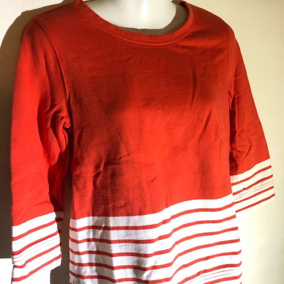 J crew blk lbl szXS orng-red/wht stripe sweatshirt - Picture 3 of 7